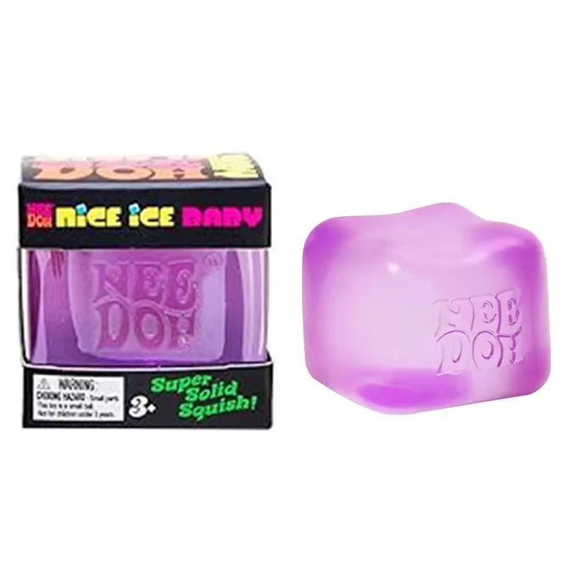 Purple Nee Doh Nice Ice Baby squishy cube with packaging - sensory stress ball fidget toy