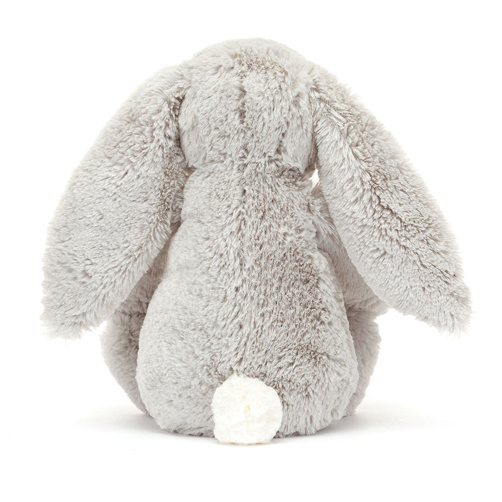 Silver Grey Plush Bunny — Purple Floral Ears