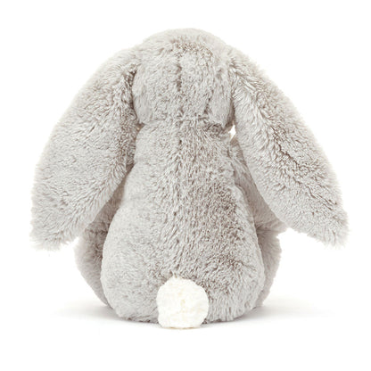 Silver Grey Plush Bunny — Purple Floral Ears